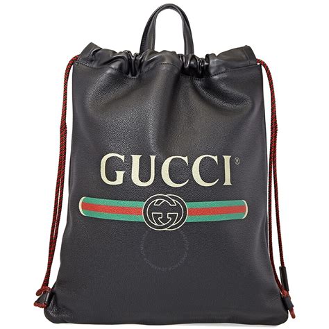 gucci logo print leather drawstring backpack|Gucci signature bag.